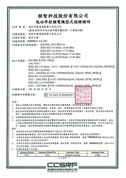চীন VANSHUI ENTERPRISE COMPANY LIMITED সার্টিফিকেশন